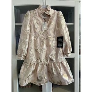 Tuckernuck Floral Mini Dress in Cream and Gold